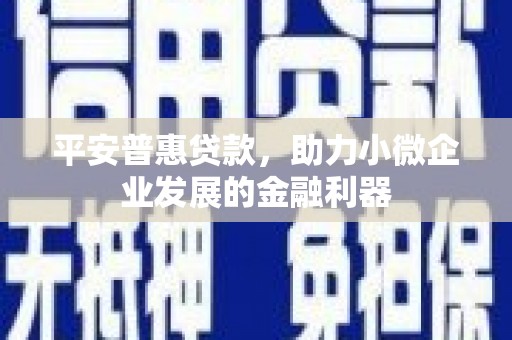 明溪平安普惠贷款，助力小微企业发展的金融利器